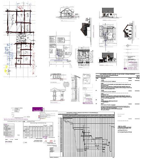 Skizze | Bauantrag | Ausführungsplanung | Bauzeitplanung | Ausschreibung | Kostenkontrolle